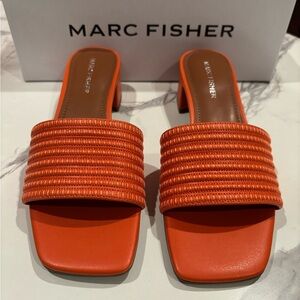 NEW Marc Fisher Vibrant Orange Mule Sandals